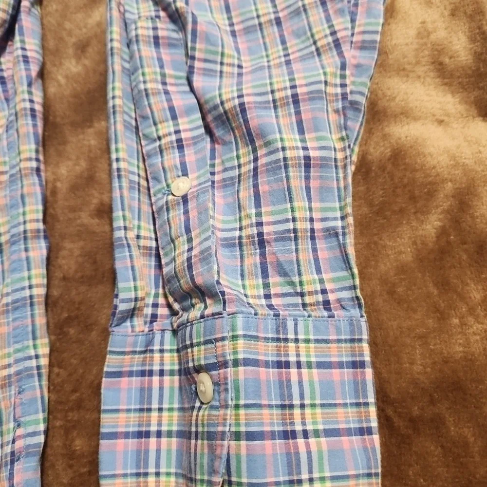 Polo Ralph Lauren Shirt Men's XL Blue Plaid Cotton Button Up